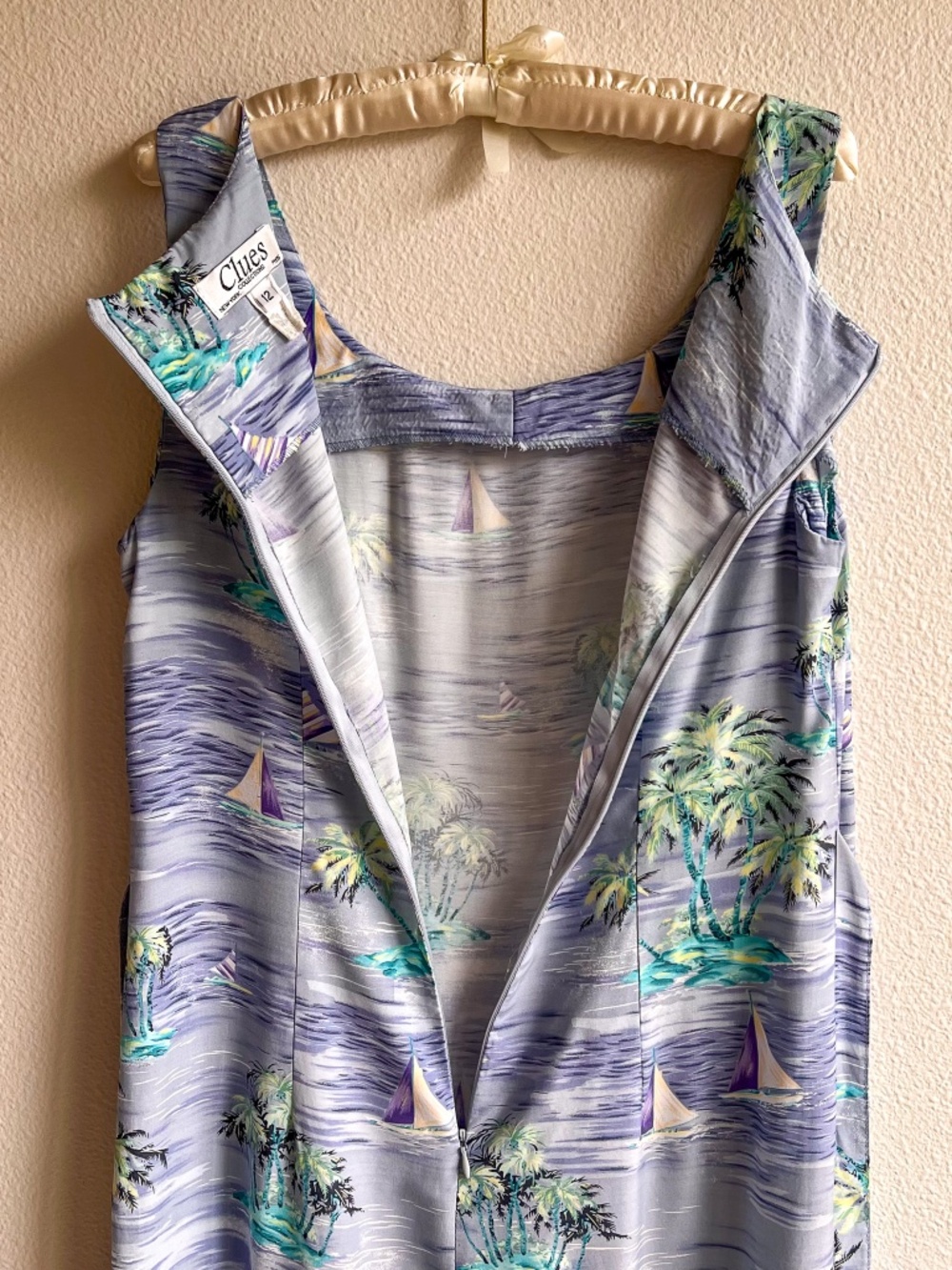 Vintage 1990s Tropical Sailboat Print Midi Dress (M/L) - Picture 13 of 13